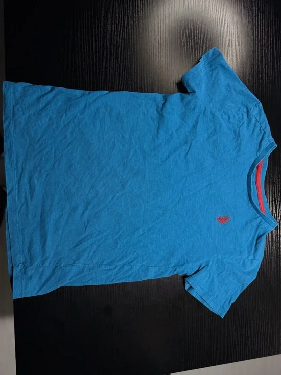 U.S. Polo Assn. Blue Tee with Red Trim and Yellow Print - Picture 1 of 2